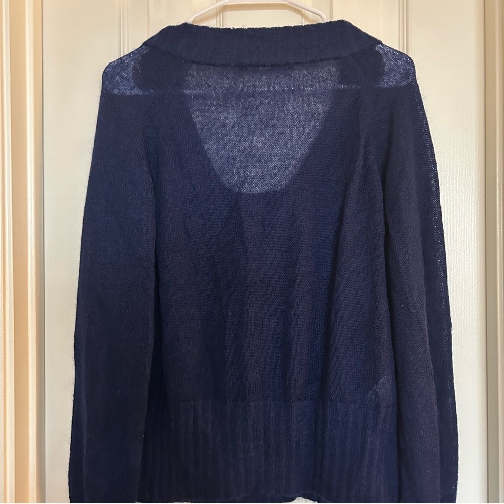Comptoir Des Cotonniers Womens Mohair Blend Navy Blue Light Sweater Size Large - Picture 8 of 12